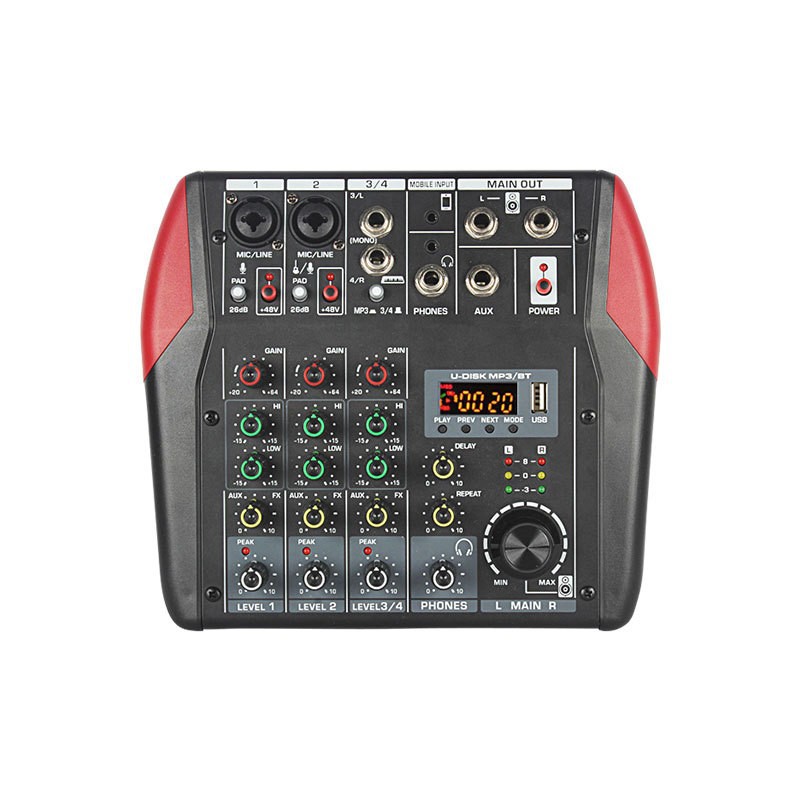 (2개) Q4 채널 믹서 USB 블루투스 믹서 전문 라이브 녹음 휴대 전화 컴퓨터 효과 장치