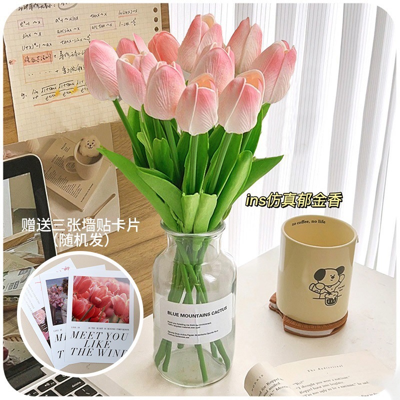 Flores florales Decoración de la sala de estar Decoración Decoración Ramo biónico Tulipán Flor seca de lujo ligero Flor falsa Decoración eterna