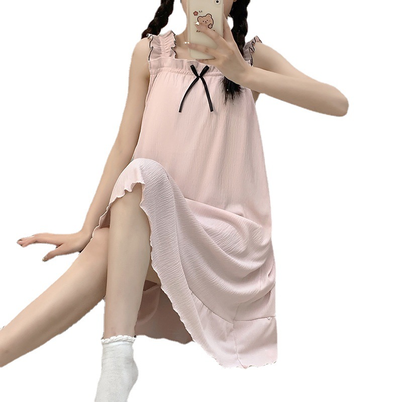 Camisón de verano con almohadilla en el pecho de las mujeres de estilo coreano fresco lindo dulce más el tamaño de grasa MM200 kg casual suelta ropa para el hogar