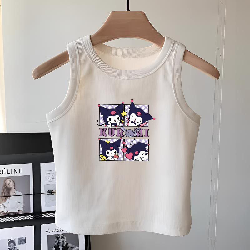 Girls' Clothing Pure Cotton White Sleeveless T-Shirt Vest Summer Middle and Large Children's Fashionable and Versatile Suspender Tops for Outer Wear