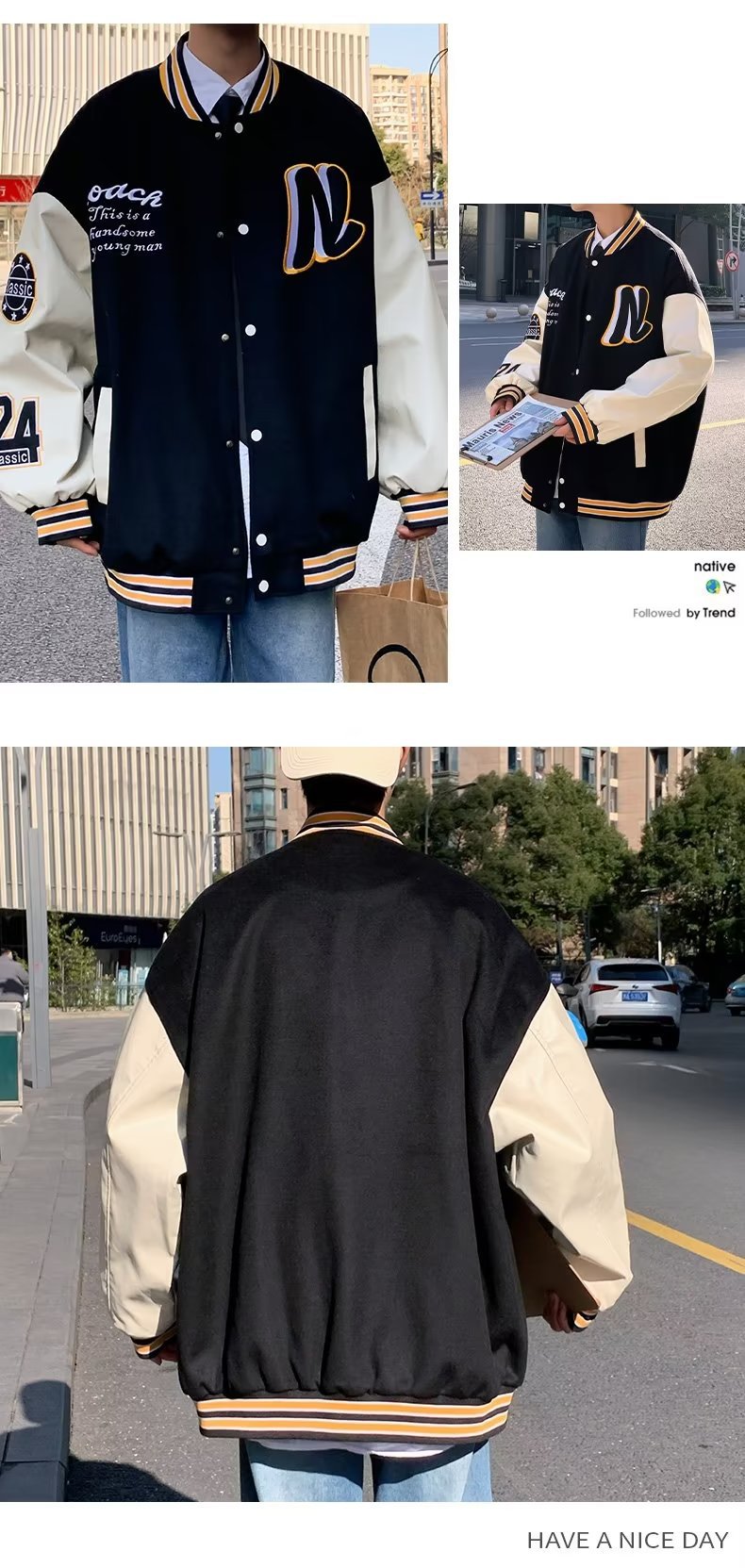 Giacca baseball uomo stile casual per primavera e autunno_voghion.com
