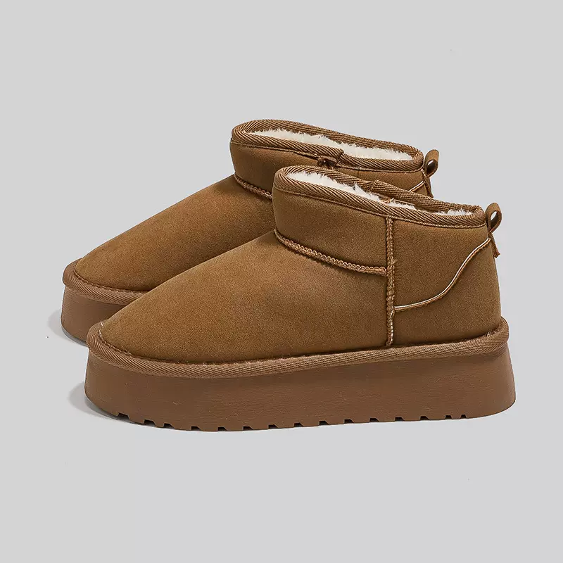 厚底加绒保暖雪地靴女冬款增高短筒户外保暖面包鞋百搭棉鞋G9901