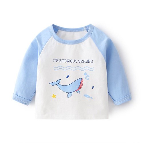 Baby clothes, boys' autumn clothes, long-sleeved thin T-shirts, spring and autumn children's baby girls, small children's tops, base shirts