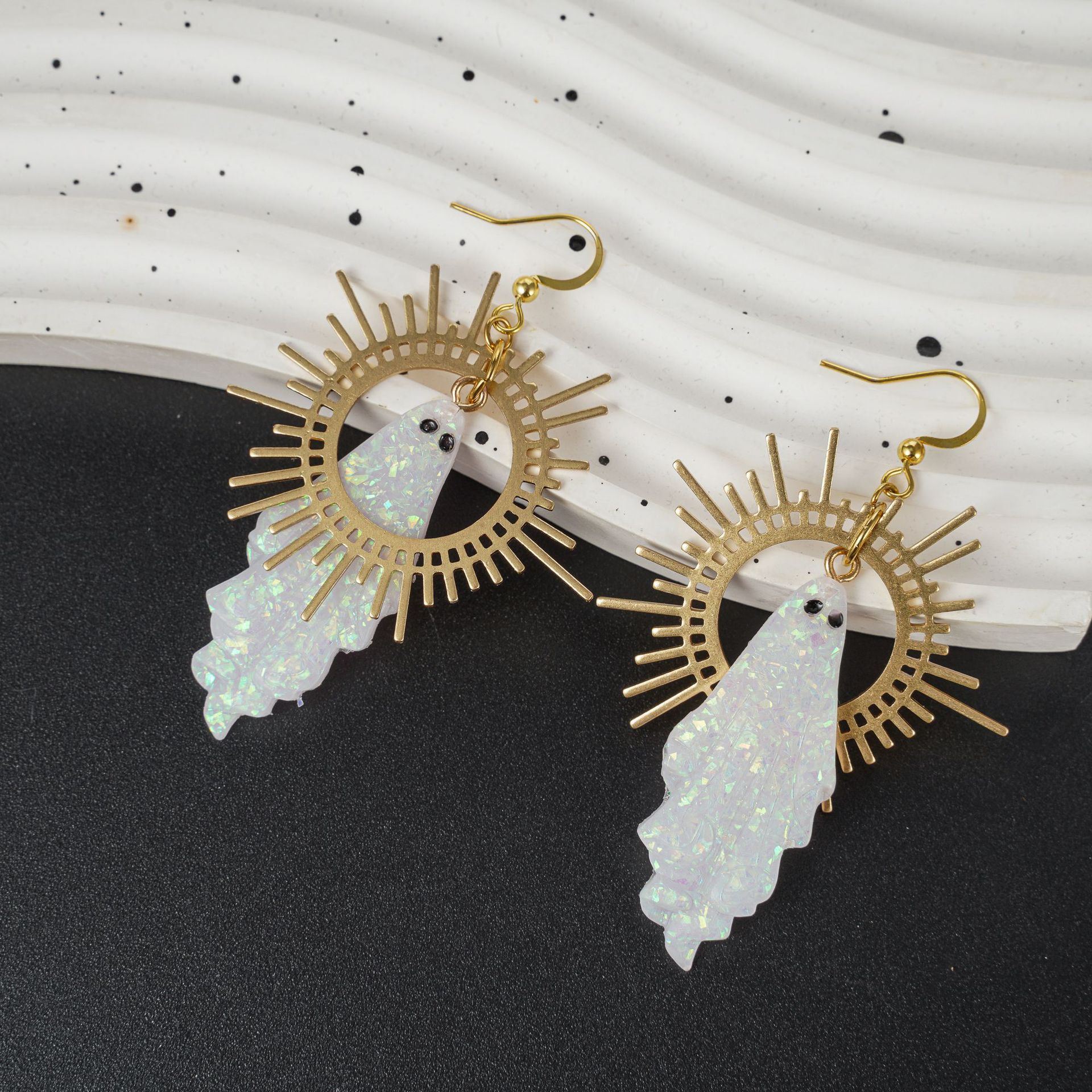 ghost, Tree Pattern Ghost Tree Resin Copper Brass Gothic Retro Punk Drop Earrings Earrings