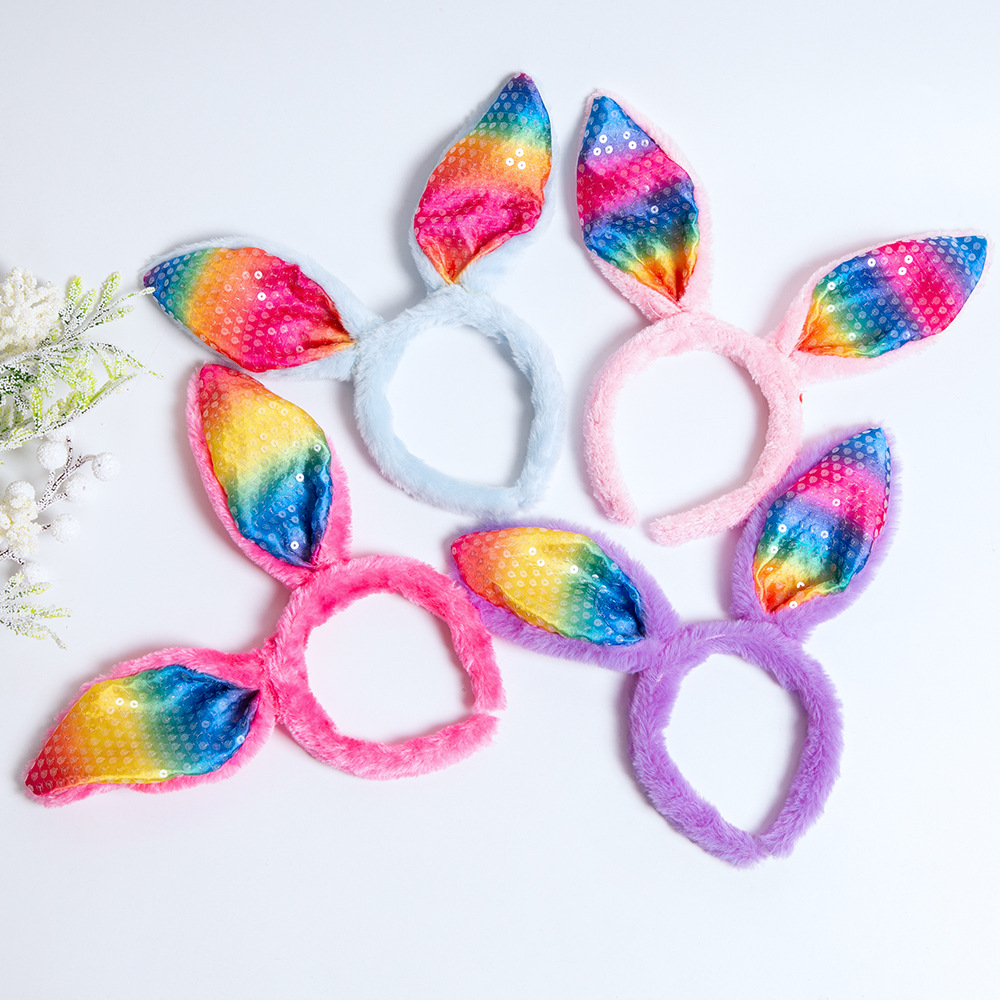 Nuevo cross-border pascua orejas de conejo sequinado banda de cabello Halloween cumpleaños eventos festivos banda de cabello adornamientos