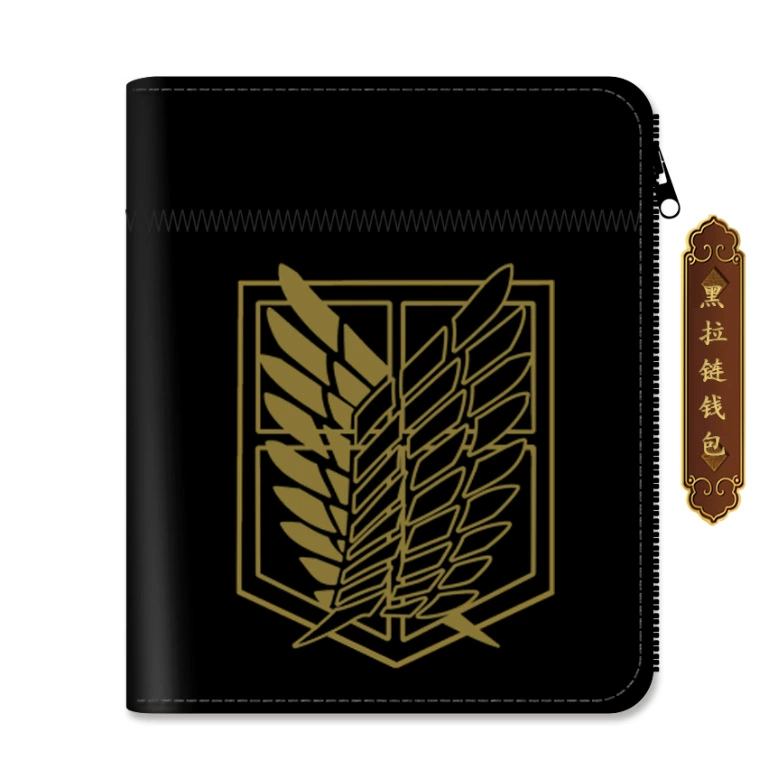 Zipper coin purse (anime style) black, card holder wallet, lightweight 0.099 kg