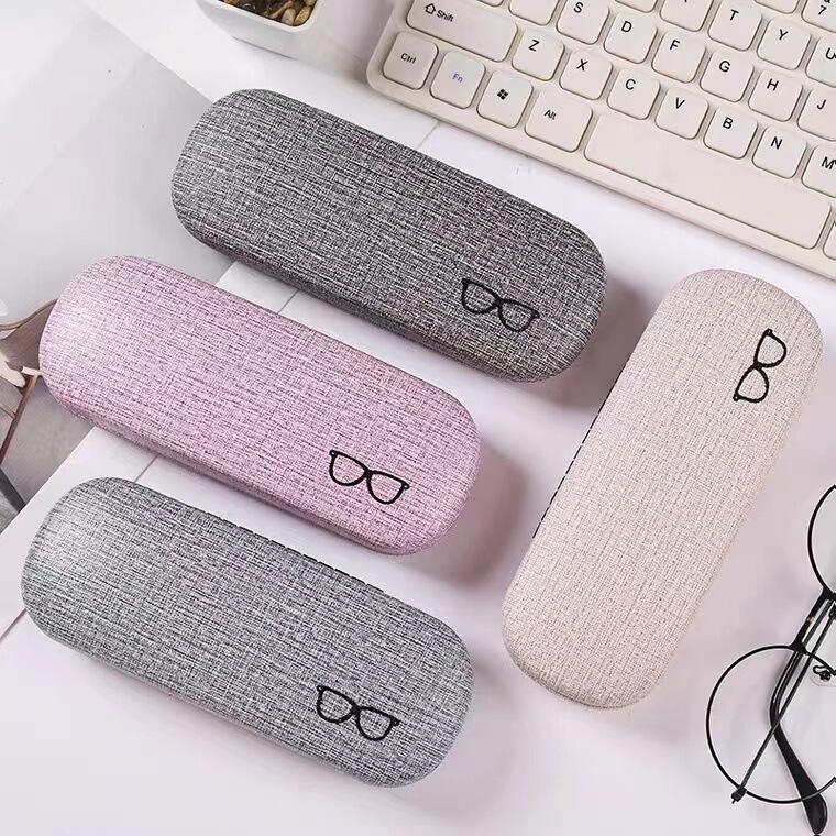Factory direct iron glasses box linen metal frame compression myopia sunglasses storage box can be printed LOGO