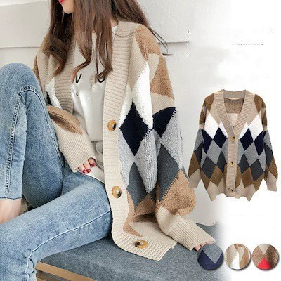 2025 новый осенне-зимний свитер-кардиган в корейском стиле для женщин, свободный крой, суперпопулярный топ, ленивый стиль трикотажа