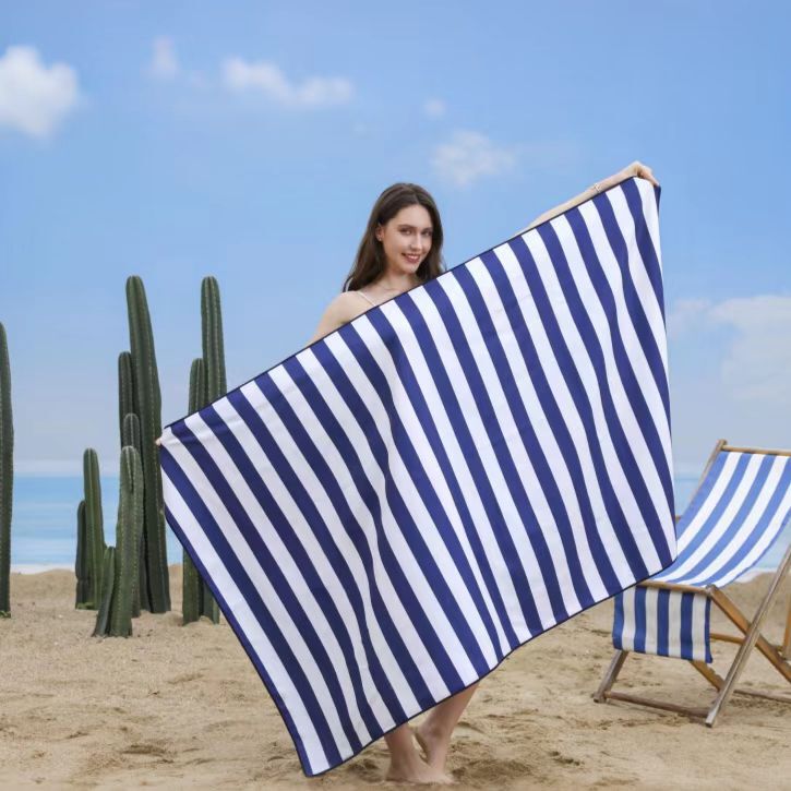 Striped Polyester Brocade Printed Beach Towel Reusable Absorbent Towel Multifunctional Versatile Convenient Bath Towel Wholesale