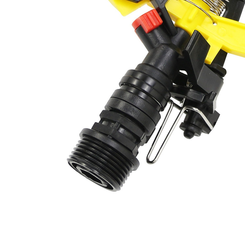 Boquilla oscilante giratoria giratoria de plástico amarillo de 6 puntos al por mayor, ángulo controlable, boquilla de riego por aspersión de jardinería de césped, enfriamiento