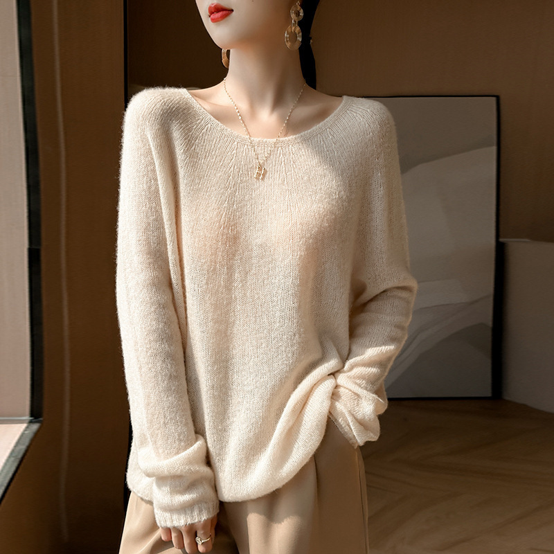 Tencel Cashmere Women's 2025 Spring and Autumn New First-Line Clothing Loose Lazy Style Knit Sweater Crewneck Sweater