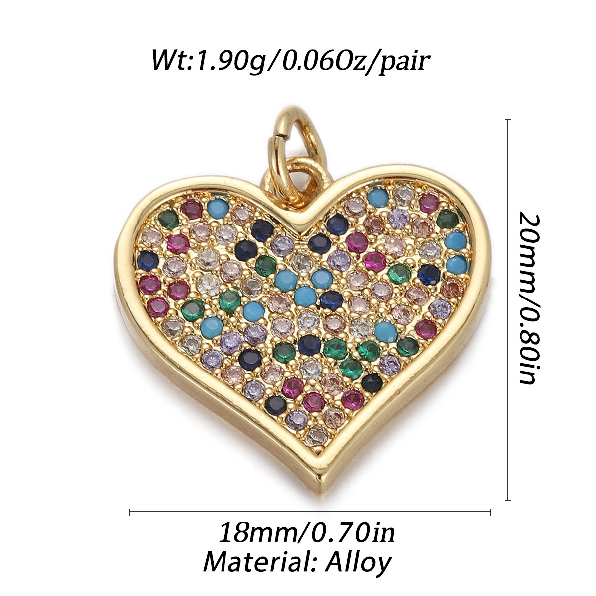 2g Weight Pendant Jewelry Making Type Gold Plated Plating Material Zircon Inlay Material 1 Piece Quantity Casual, Daily Occasion Copper Material Heart Shape Pattern Women's Gender Simple Style Style 1 Piece Copper Zircon Gold Plated Heart Shape Pendant 9