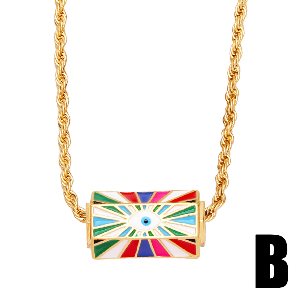 2022 new devilu0027s eye copper gold-plated dripping oil necklace