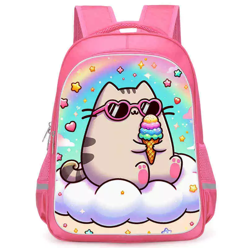 Рюкзак учебный Pusheen Fat Jimao с принтом периферийного типа, через стекло, зарубежная торговля, школьный рюкзак