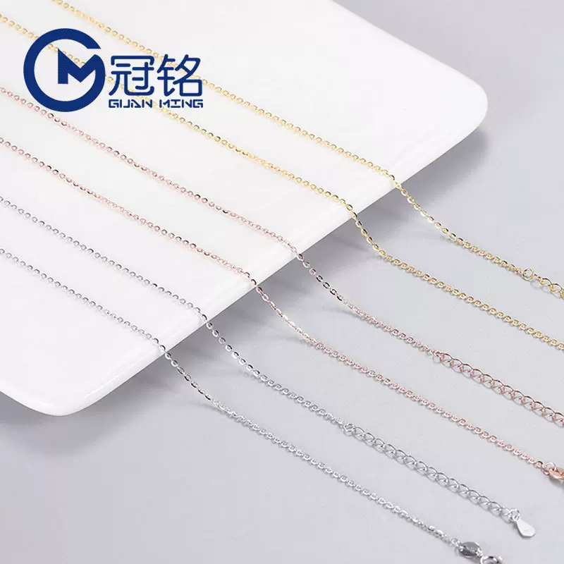 冠铭银饰纯银闪O项链女时尚S925银十字裸链配链饰品直播厂家批发