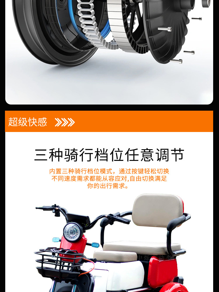 X3 Factory Electric Tricycle for Elderly, Child Pickup, Three-Seater