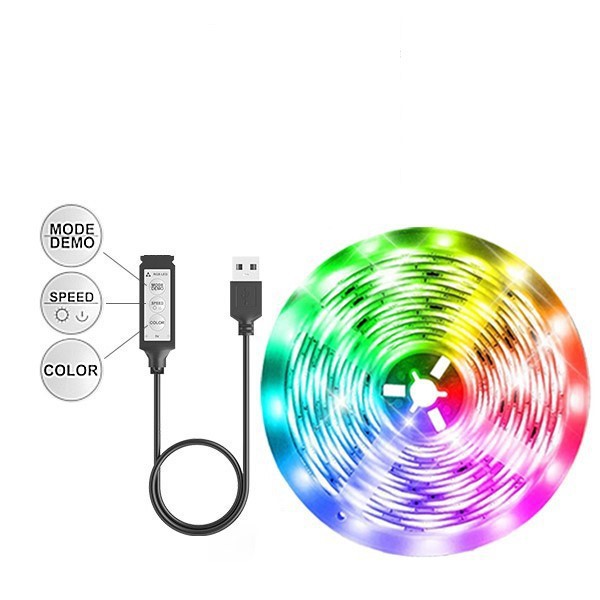 Kit de tiras de luz LED RGB de 5V inteligentes con control remoto wifi para mayoristas, tiras de luz coloridas para fondo de TV y luz de ambiente.