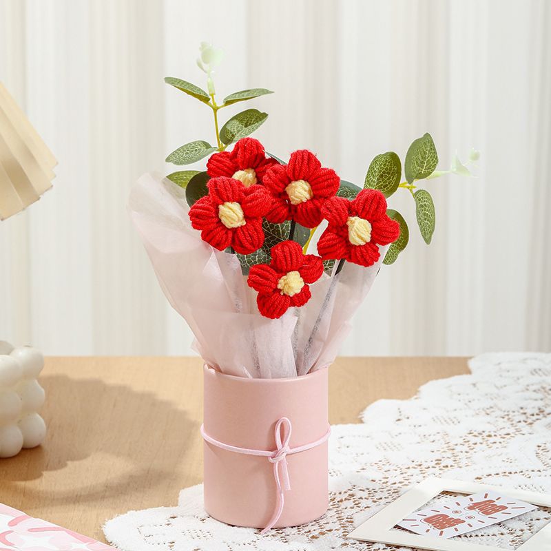 Día del Maestro regalo de flores de peluche, flores de regalo de cumpleaños, flores de tejido a mano, flores de regalo de la escuela