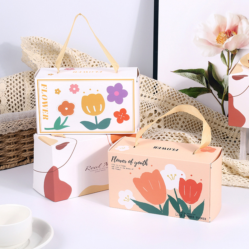 莫兰迪ins风手提2粒装蛋黄酥月饼包装盒太妃糖雪花酥糯米船礼品盒