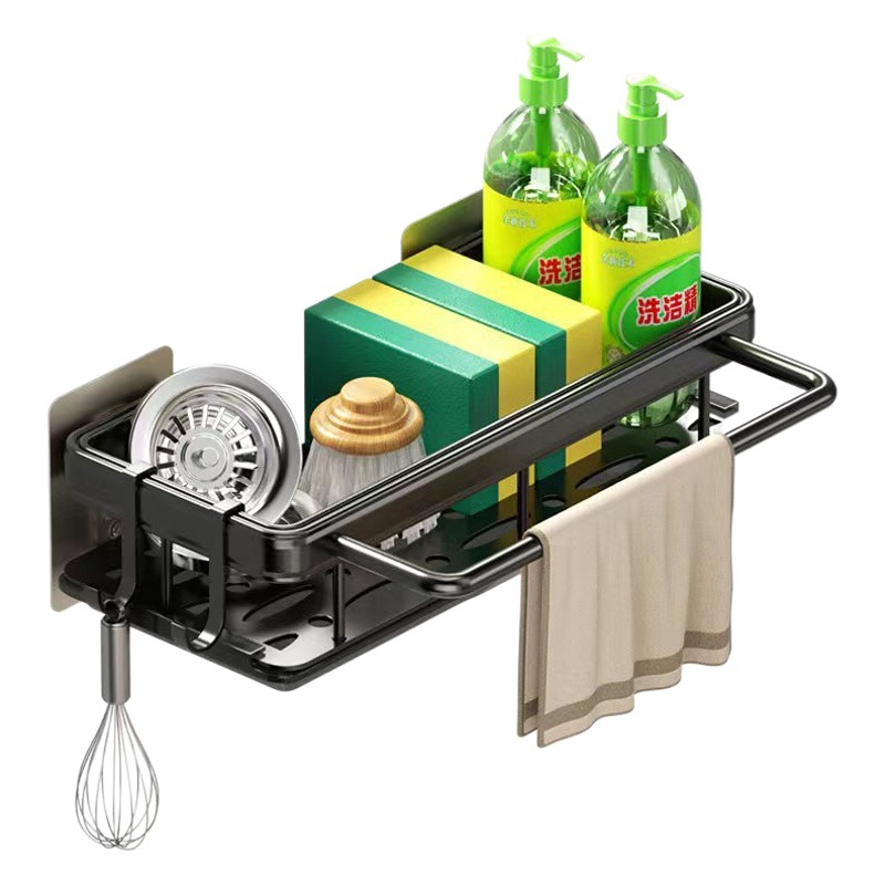 Rag rack de almacenamiento de cocina montado en la pared multi-funcional sin perforaciones rack de drenaje suministros de cocina fregadero colección de almacenes departamentales