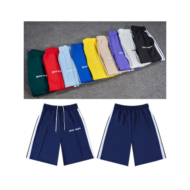 American High-Street Fashion Brand Palm Angels Retro Rainbow Webbing Striped Color-Block Casual Shorts