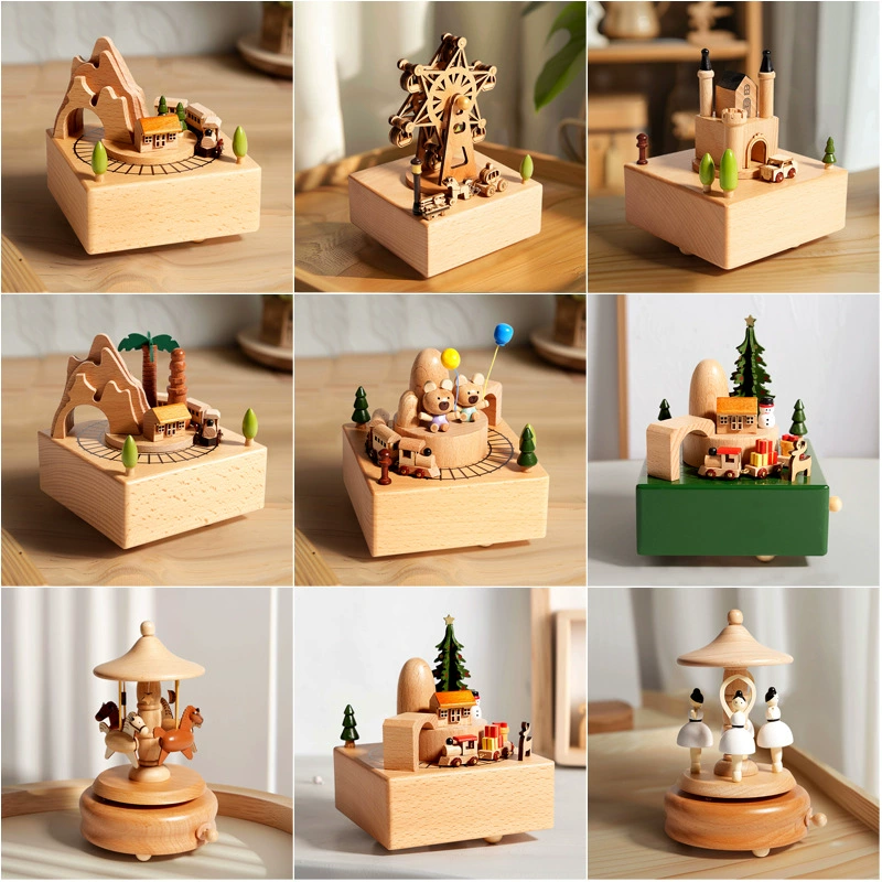 Музыкальная шкатулка деревянная креативная коробка карусель девушка танцует балет дома украшения ремесла подарок на день рождения