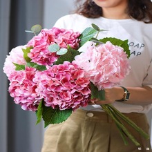 粉色手感保湿仿生绣球花仿真花束客厅餐桌花摆花高端花瓶摆件假花