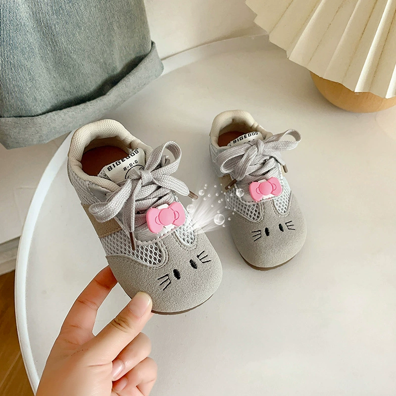 Детские милые мультяшные туфли для котят 2025 Лето Модные для девочек Туфли с мягкой подошвой для малышей Оптом