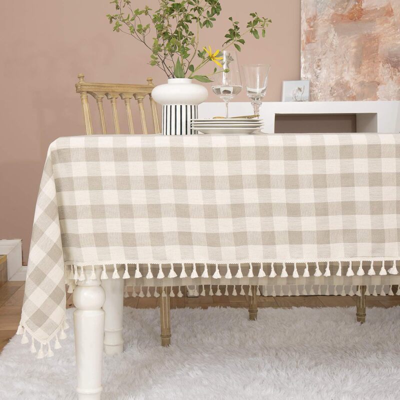 Amazon Plaid Fashion Simple Nordic Tassel Dining Table Tablecloth Coffee Table Cloth Beautiful Dust-proof Decoration for Living Room and Kitchen Amazon Plaid Fashion Simple Nordic Tassel Dining Table Tablecloth Coffee Table Cloth Beautiful Dust-proof Decoration for Living Room and Kitchen