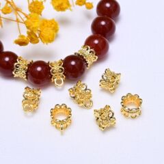 保色18k包金三方隔珠透かし花びら手串仕切りにビーズdiy手編みビーズアクセサリー