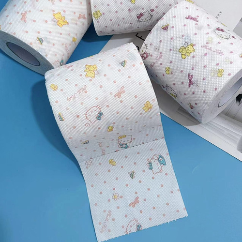 Printed Roll Paper Kitten Printed Paper Student Home Use Sanitary Paper with Core Roll Paper Toilet Paper Roll Toilet Paper