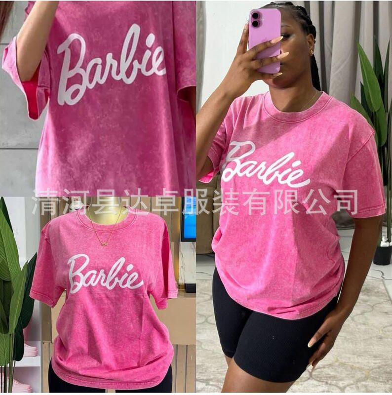 Cross-Border American Retro Washed Vintage Pure Cotton Short-Sleeve T-Shirt for Women, Loose Trendy Brand Cartoon Print, New Summer Style Cross-Border American Retro Washed Vintage Pure Cotton Short-Sleeve T-Shirt for Women, Loose Trendy Brand Cartoon Print, New Summer Style