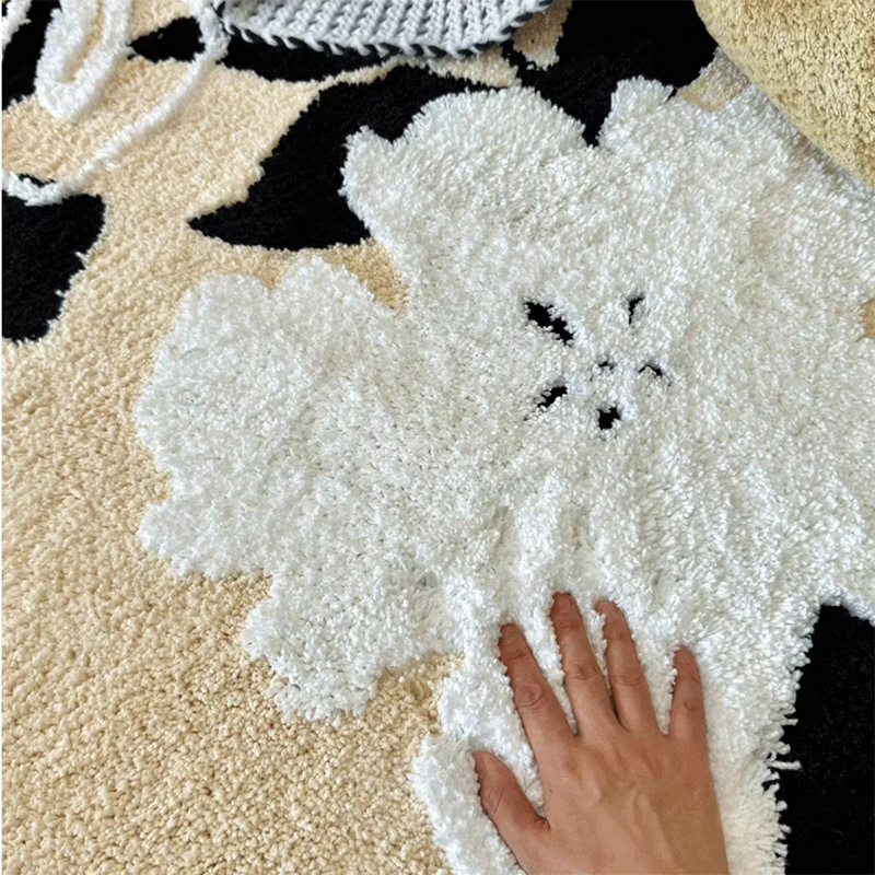 Alfombra Redonda Flocada para Sala de Estar de Poliéster para Mesa de Centro y Dormitorio image 5