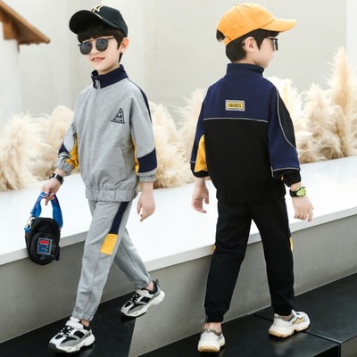 Children's clothing Boys&#39; suits spring clothes 2021 new pattern children CUHK motion Korean Edition Red Ocean handsome leisure time Chao Tong