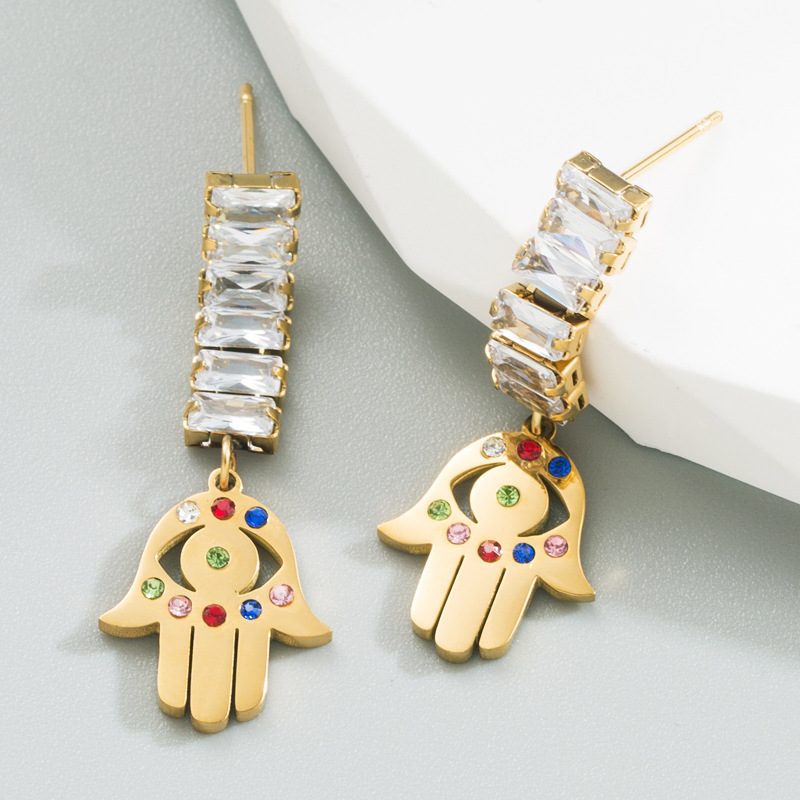 Fashion Geometric Titanium Steel Drop Earrings Plating Zircon Stainless Steel Earrings