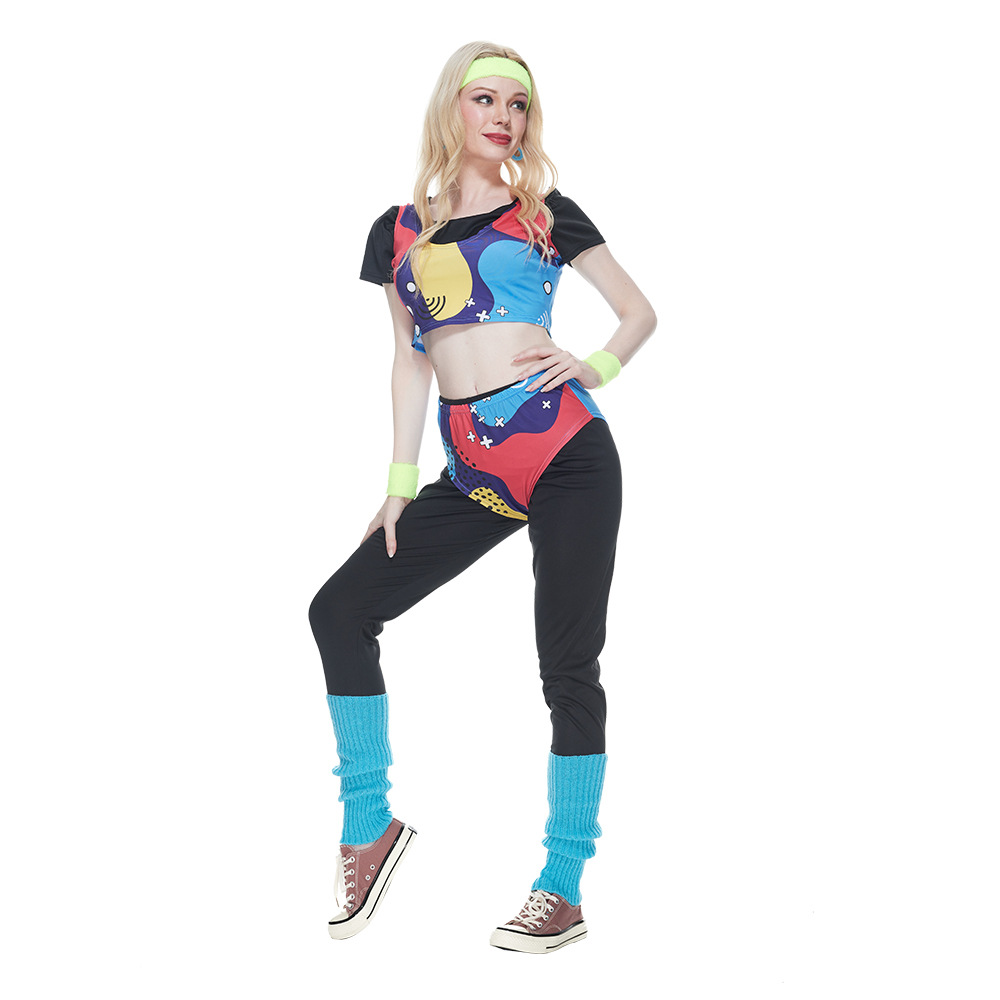 New Halloween costume, 80s disco trend, fashionable hip-hop sports suit, adult dance costume_voghion.com