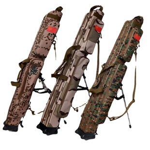 Factory wholesale new camouflage fishing gear bag 1.25 meters three-layer pole bag two-layer water-resistant fishing bag fishing gear