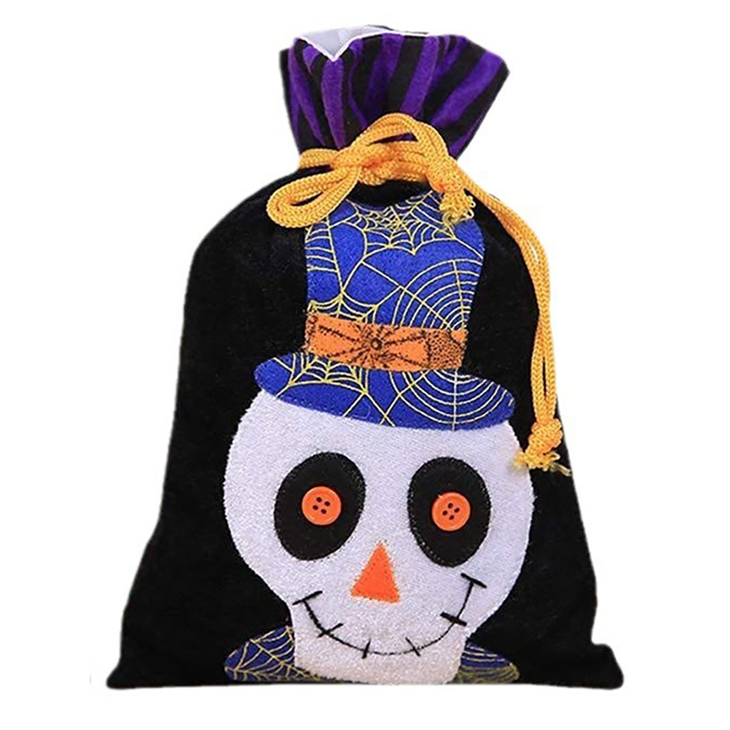 Decoración de Halloween bolsa de caramelo bolsa de regalo de terciopelo para niños Ghost Festival Portátil Bolsa de bruja de calabaza fiesta diseño de vacaciones
