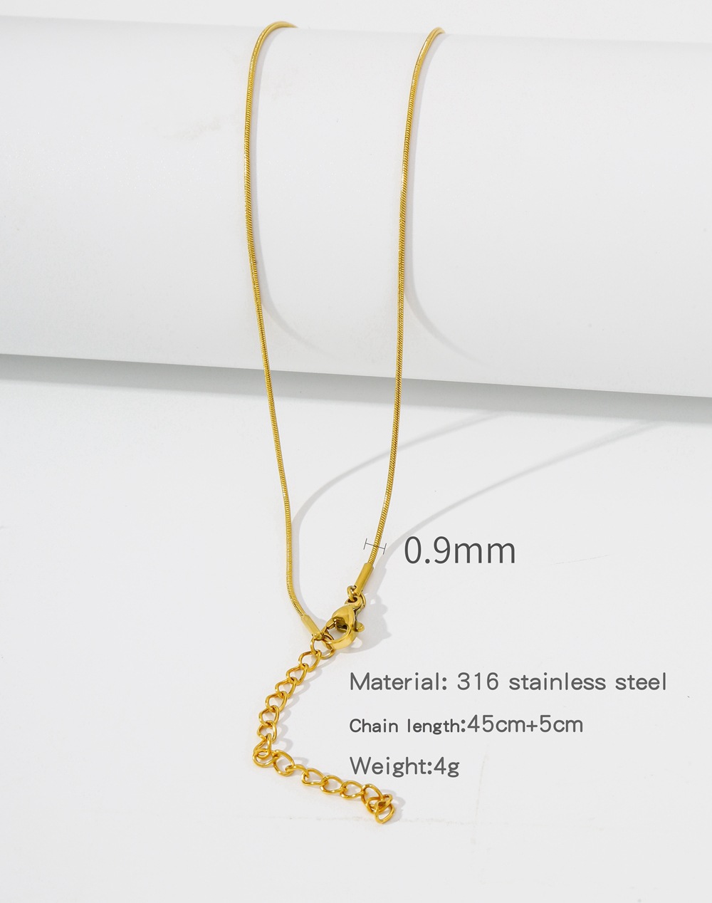 1 Piece Titanium Steel Gold Plated Solid Color Chain display picture 1