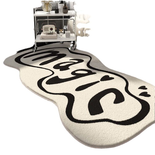Cartoon Black Coal Ball Carpet Imitating Cashmere Skin-friendly Bedroom Bedside Rug Stain-resistant Living Room Long Strip Mat Tatami Mat
