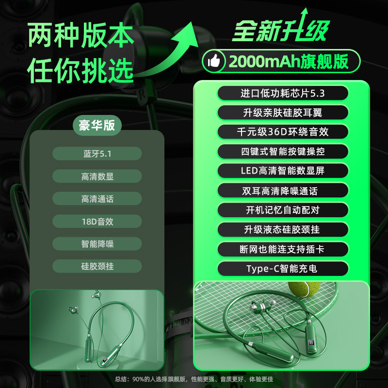 超長バッテリー寿命、大容量バッテリー Bluetooth ヘッドセット、ワイヤレス首掛けスポーツ 2025 新しいランニング専用高品質|undefined