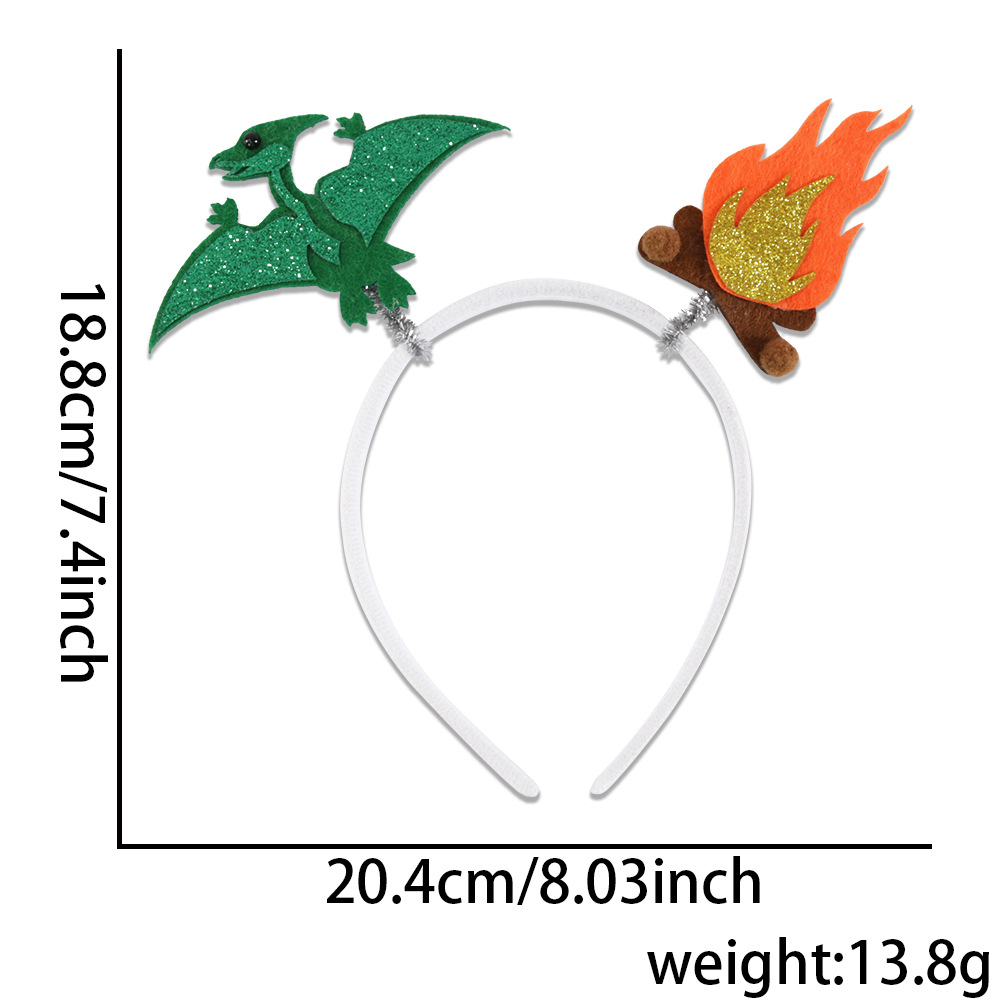 Dinosaurio infantil cabello de flor de bosque tema de cumpleaños decoración de fiesta tiranosaurus aro de huevo de dinosaurio alas de dragón botón de cabeza