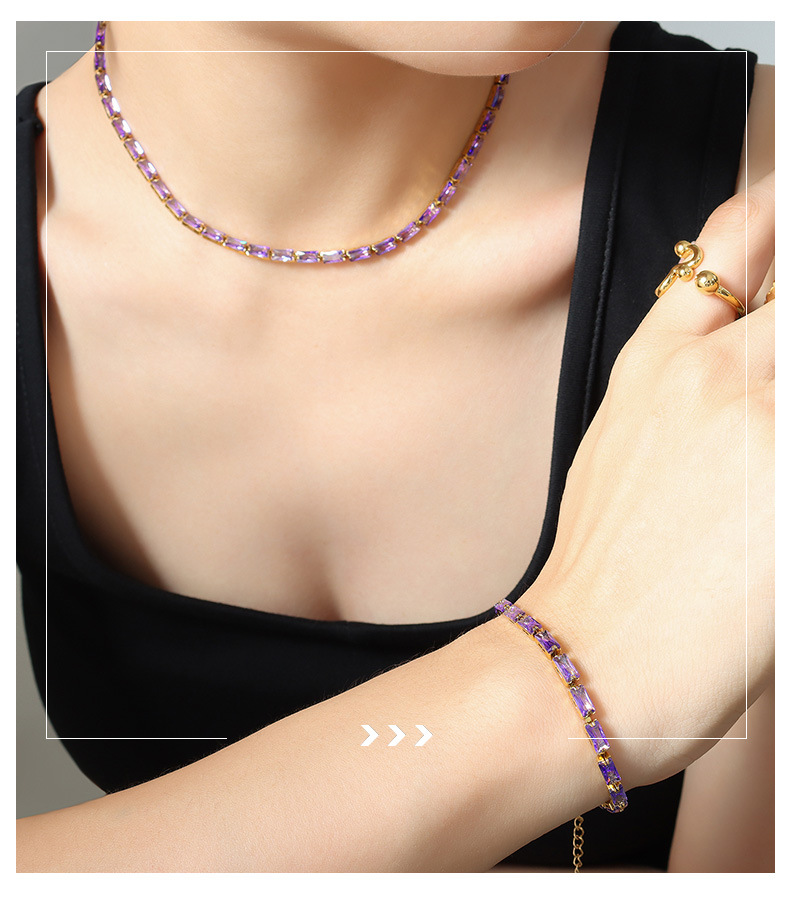 Fashion Geometric Titanium Steel Inlay Bracelets Necklace