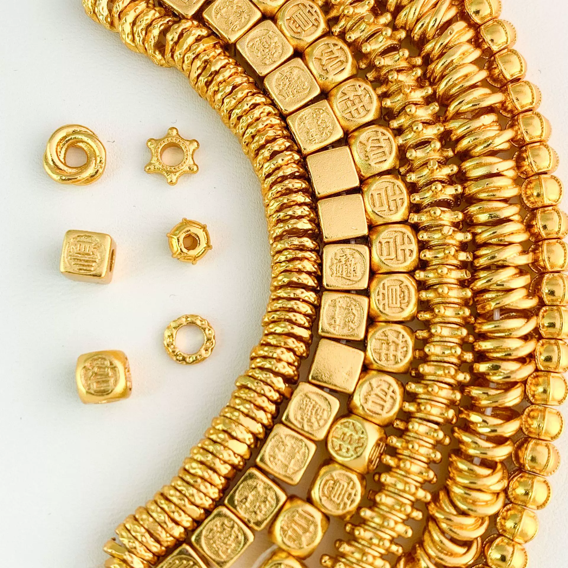 串珠古法沙金吉祥如意圆环隔珠时尚磨砂强保色转运珠diy饰品配件