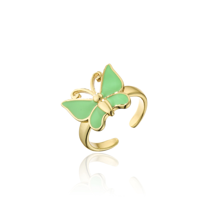 Wholesale Jewelry Gold Electroplated Copper Dripping Butterfly Open Ring Nihaojewelry display picture 4