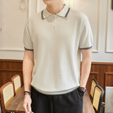 ZF8105-MW韩版翻领针织OLO衫老钱风夏季通勤时尚短袖T恤休闲，男装针织衫/毛衣，星座614