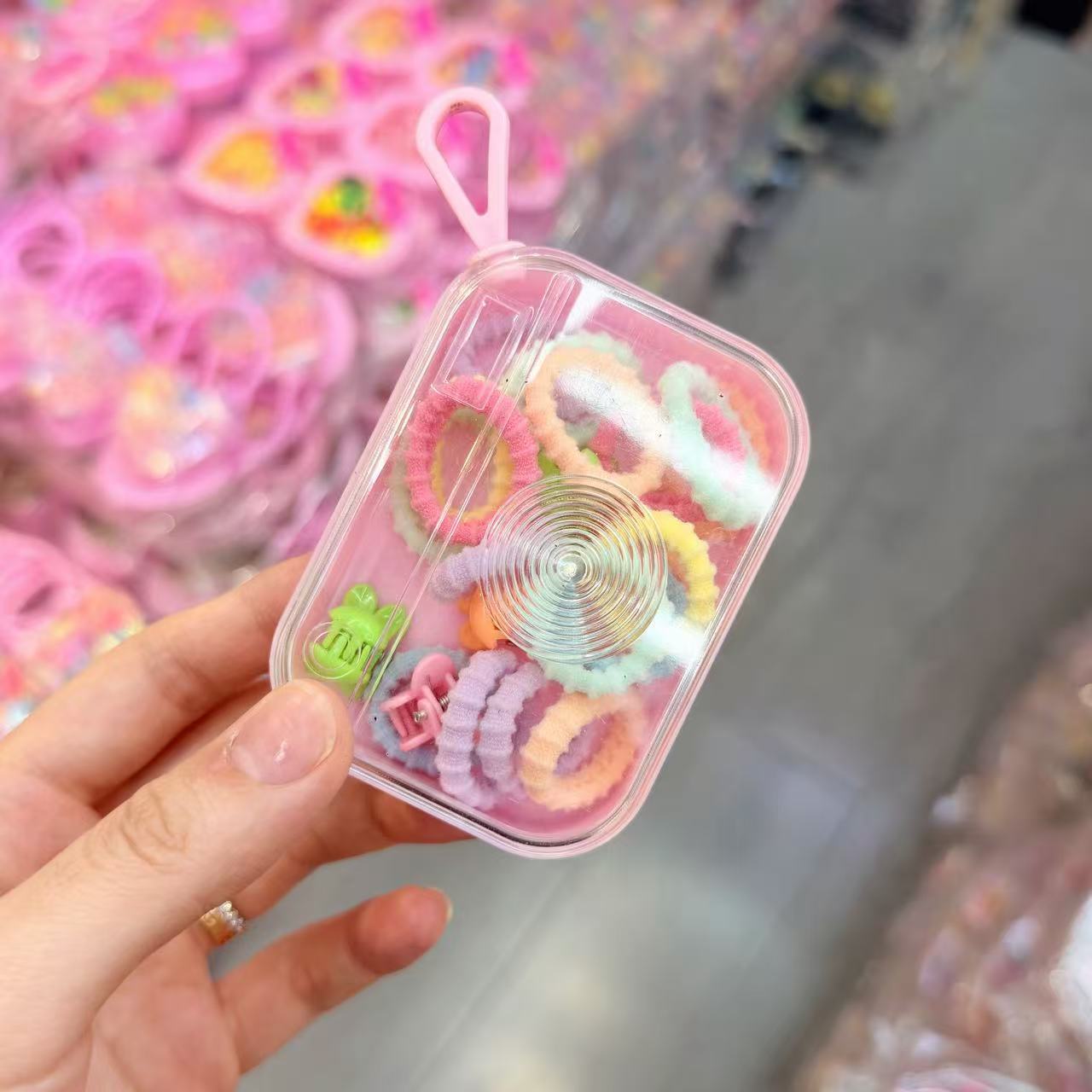 Mini cabeza de princesa en caja, clip de agarre pequeño, clip de flequillo, horquilla rota en la frente, banda elástica para niños, no daña el cabello, anillo del pulgar al por mayor image 16
