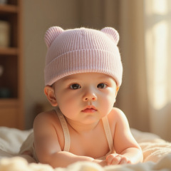 外贸现货婴幼儿秋冬帽子高弹男女宝宝小熊针织帽Kids Winter Hats