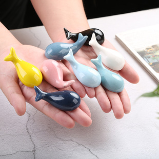 Cute Cartoon Whale Ceramic Chopstick Holder Japanese Zakka Home Dining Table Chopstick Rest Chopstick Pillow Craft Pen Holder Stand