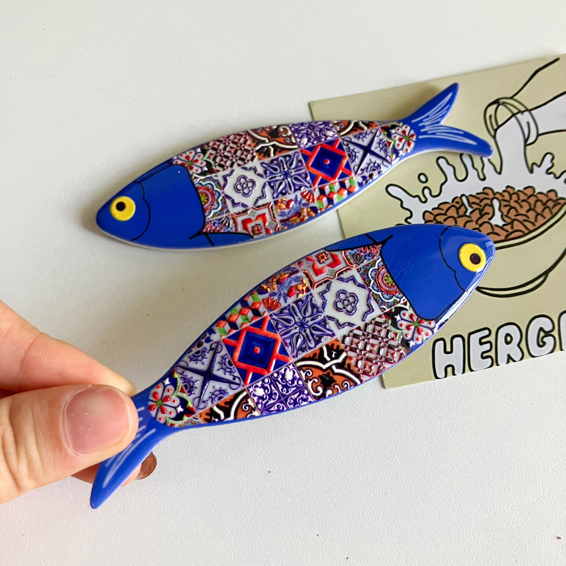 Nueva etiqueta de nevera de pescado transfronteriza estilo bohemio color material de melamina patrón en relieve decoración diaria del hogar